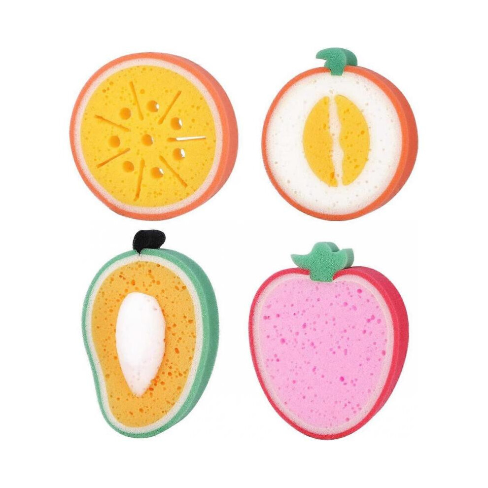 4pcs Baby Bath Sponge Soft Foam Scrubber Natural Sponge for Bathing