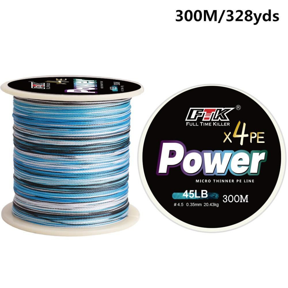 (multicolor, 0.35mm-45LB) Fishing Line Braided 4 Strands Weave 300m Wire Pe Multifilament Pe