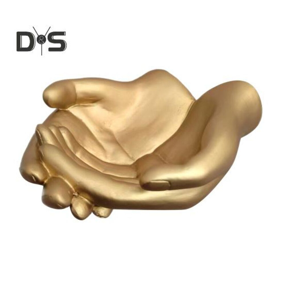 Palm Sculpture Jewelry Plate Wall Art Hand Statue Storage Tray Resin Golden Hand Sculpture for Home Entrance Living Room Decor