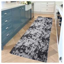 (80 CM x 150 CM- Large Floor Mat/Kitchen Runner Carpet Rug, Tie Dye Black Grey) Shaggy Large Rugs Non Slip Bedroom Living Room Carpet Hallway Runner Rug