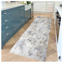 (80 CM x 150 CM- Large Floor Mat/Kitchen Runner Carpet Rug, Tie Dye Silver Grey) Shaggy Large Rugs Non Slip Bedroom Living Room Carpet Hallway Runner Rug