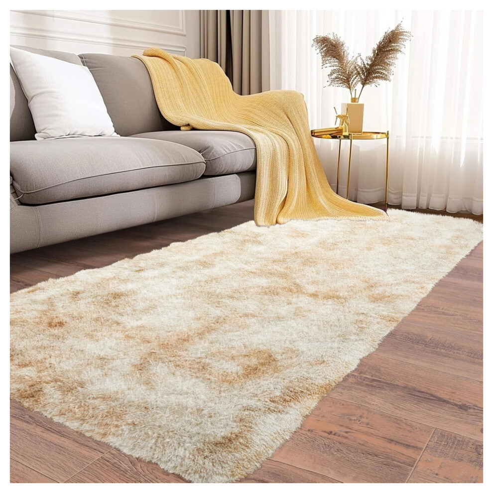 (80 CM x 300 CM- Large Hallway Runner Rug, Tie Dye Cream) Shaggy Large Rugs Non Slip Bedroom Living Room Carpet Hallway Runner Rug