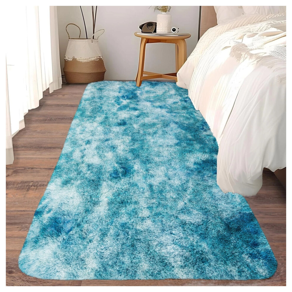 Imperial Rooms (80 Cm X 300 Cm- Large Hallway Runner Rug, Tie Dye Teal) Shaggy Large Rugs Non Slip Bedroom Living Room Carpet Hallway Runner Rug