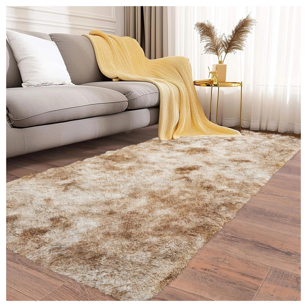 Imperial Rooms (80 Cm X 300 Cm- Large Hallway Runner Rug, Tie Dye Beige) Shaggy Large Rugs Non Slip Bedroom Living Room Carpet Hallway Runner Rug