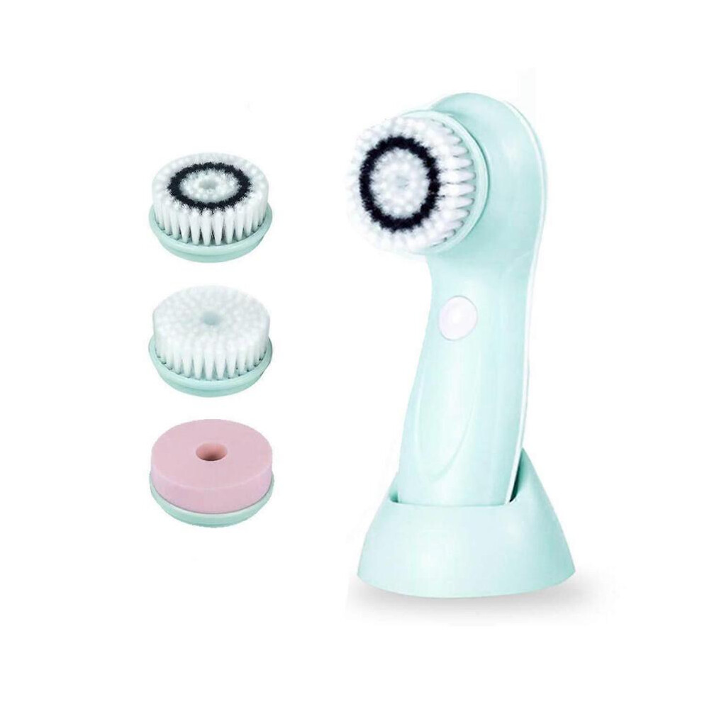 Blue Facial Cleansing Brush - Advanced Cleaning Technology & 3 Brush Heads - Usb Rechargeable Electric Rotating Facial (Blue)