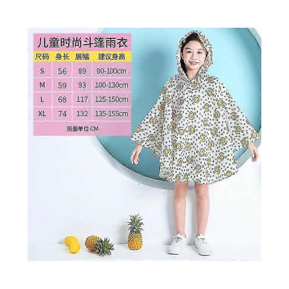(L,2)Fashion Endorsement Bag Children's Large Cape Raincoat Student Baby Water Jacket Outdoor Rainproof Poncho Thin