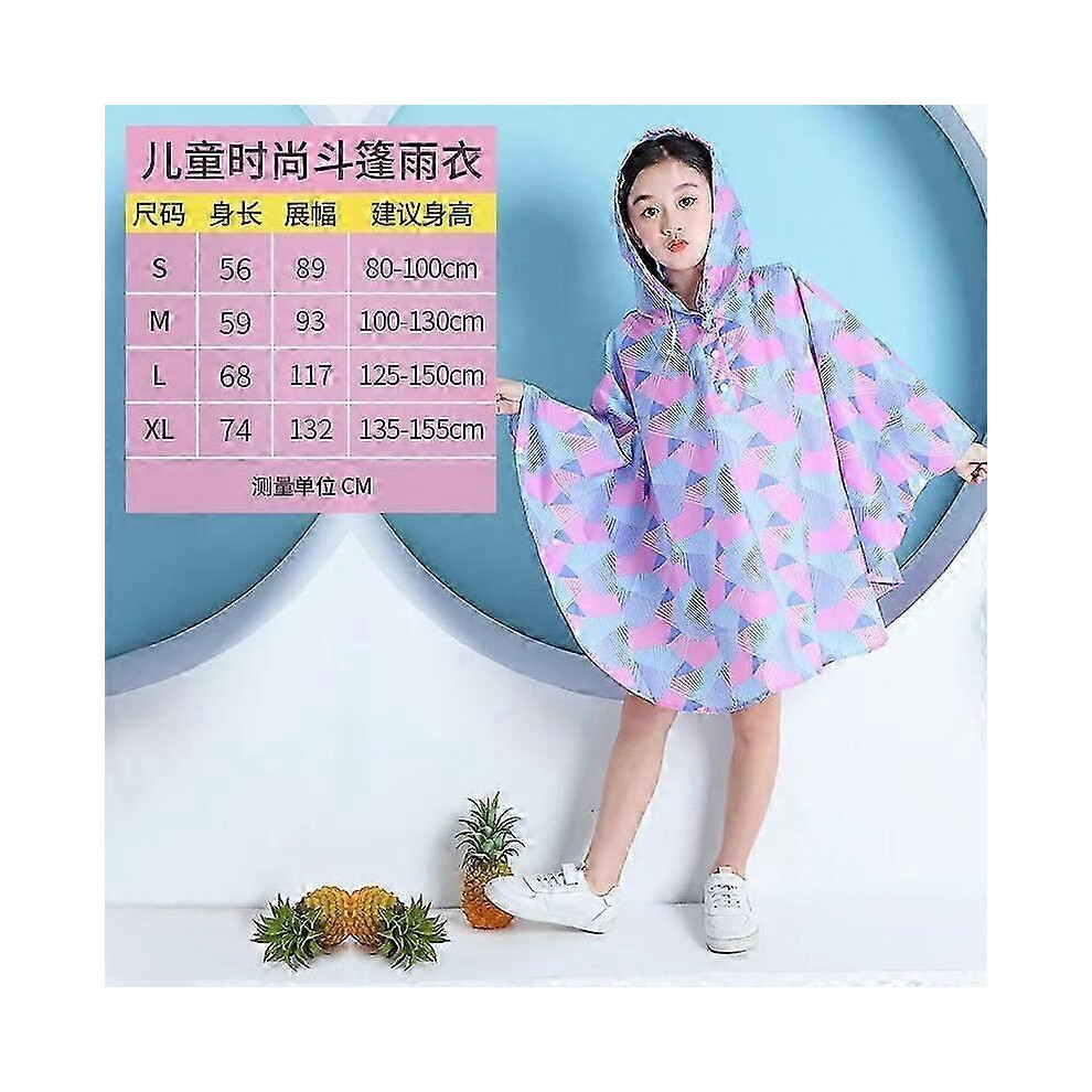 (S,4)Fashion Endorsement Bag Children's Large Cape Raincoat Student Baby Water Jacket Outdoor Rainproof Poncho Thin