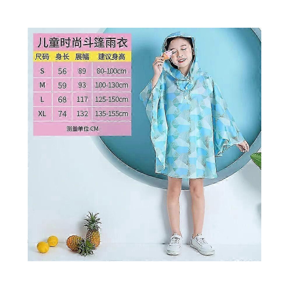 (S,5)Fashion Endorsement Bag Children's Large Cape Raincoat Student Baby Water Jacket Outdoor Rainproof Poncho Thin