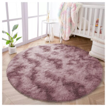 (120 CM x 120 CM- Circle Round Rug, Tie Dye Purple) Shaggy Large Rugs Non Slip Bedroom Living Room Carpet Hallway Runner Rug