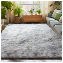 (120 CM x 170 CM- Small Area Rug For Bedroom Living Dining Room, Tie Dye Silver Grey) Shaggy Large Rugs Non Slip Bedroom Living Room Carpet Hallway Runner Rug