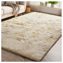 (120 CM x 170 CM- Small Area Rug For Bedroom Living Dining Room, Tie Dye Cream) Shaggy Large Rugs Non Slip Bedroom Living Room Carpet Hallway Runner Rug