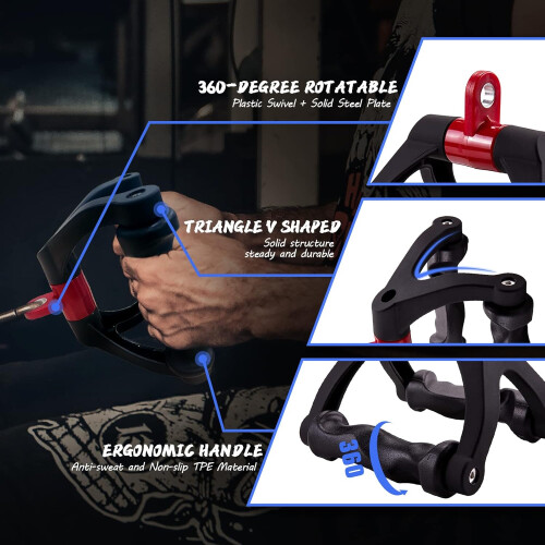 Ergonomic row handle cable attachment - triangle V bar grip lat pulldown for home gym 2