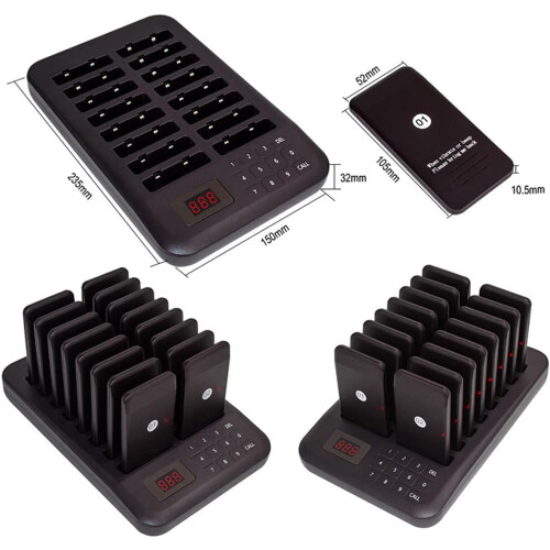 Household Wireless Calling System Restaurant Pager Buzzer 999 Channels Keypad + 16 Coasters 1