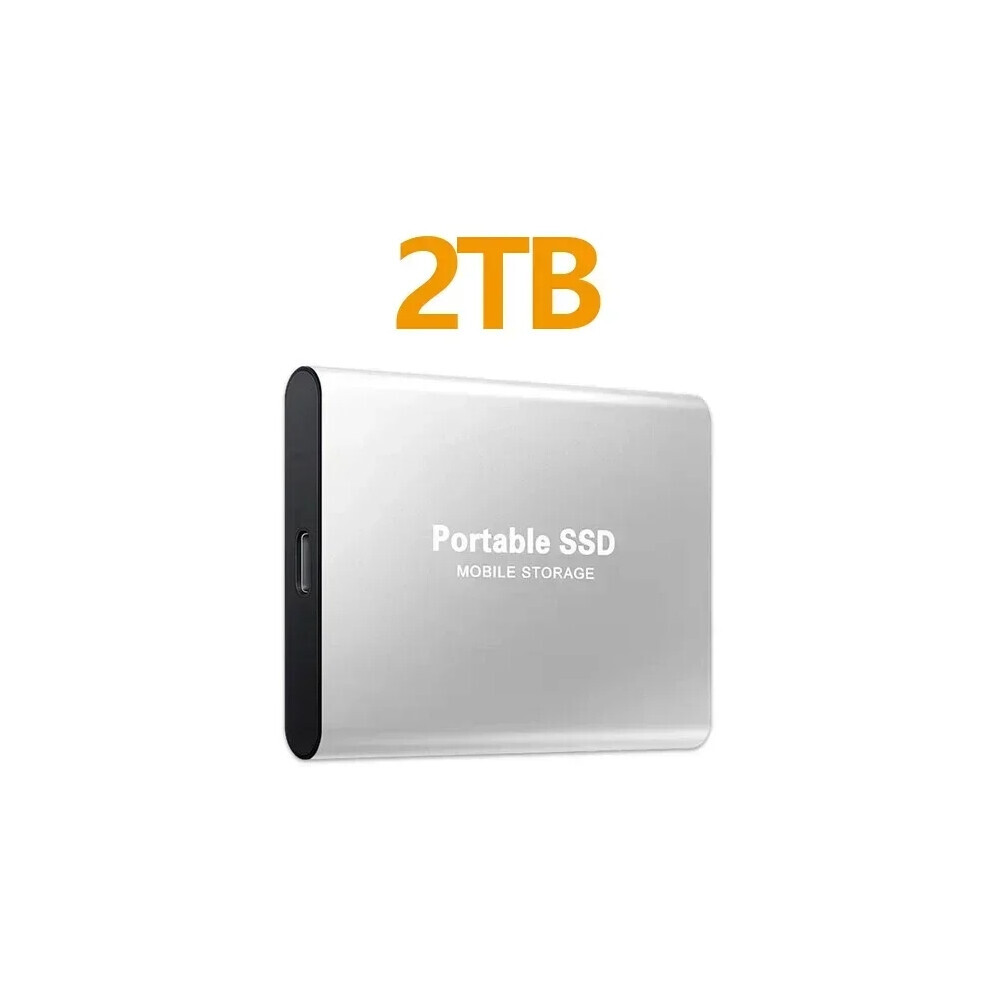 ( 2Tb) High-Speed Ssd 1Tb External Hard Drive Portable 2Tb Mobile Solid State Drive Silver 4895844515683