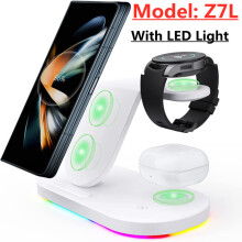 (Z7L con luce LED) Supporto di ricarica wireless 3 in 1 da 30 W Stazione di ricarica rapida per Samsung
