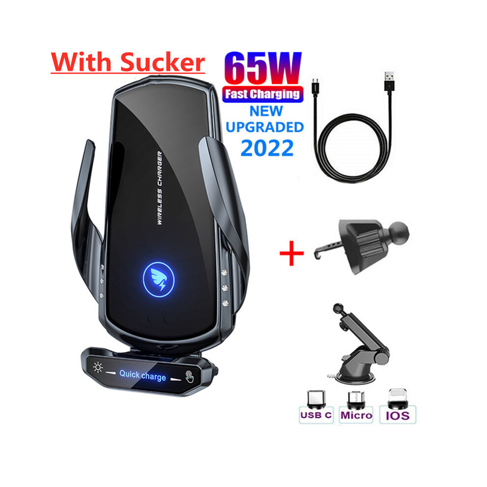 ( With Sucker) 15W Wireless Car Charger Magnetic Car Phone Holder Mount For Iphone 14 Black 9319708986266