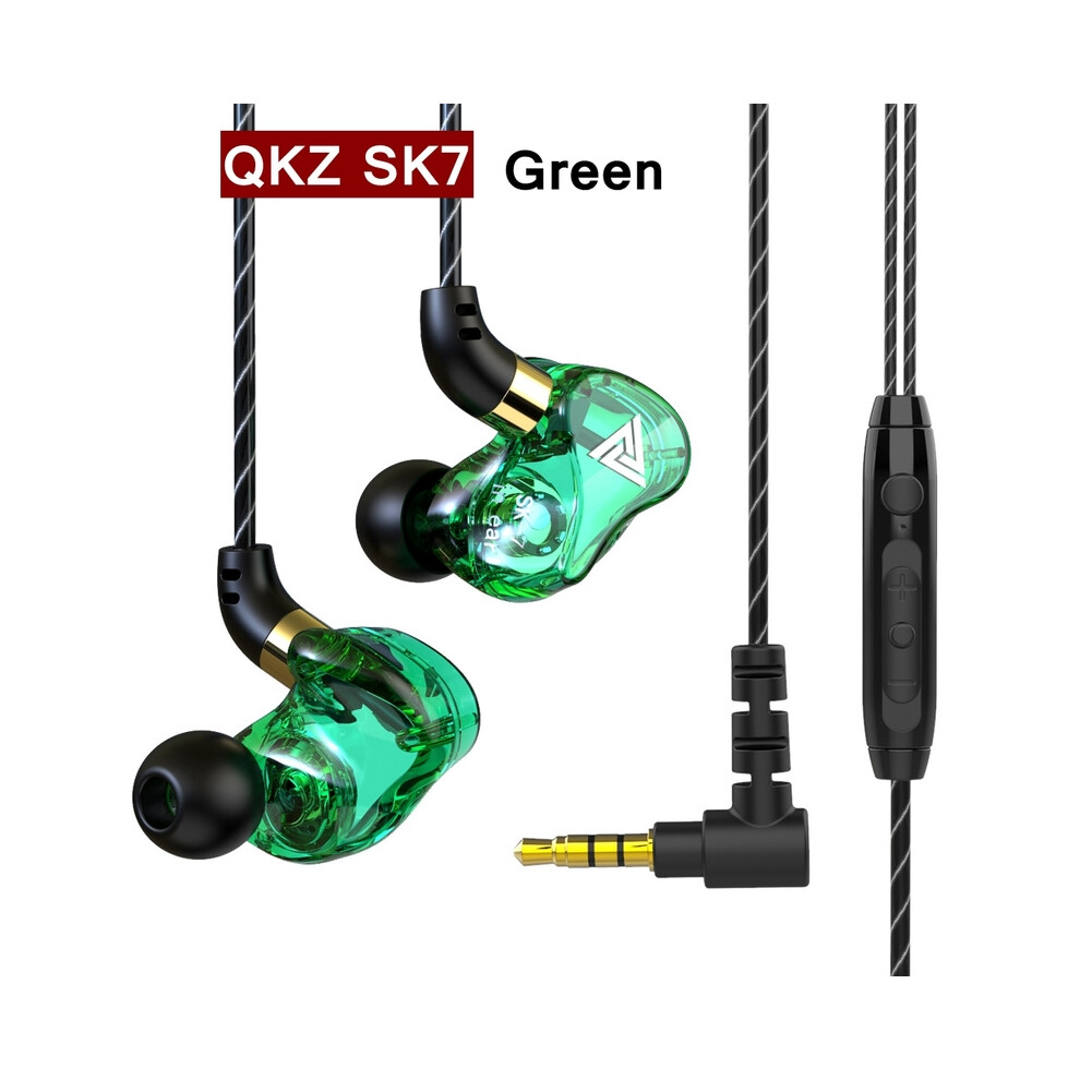 (Sk7 )Qkz Ak6 Sk7 Copper Driver Hifi Wired Headphone Mic Sport Running Headphone Bass Green 9319708995657