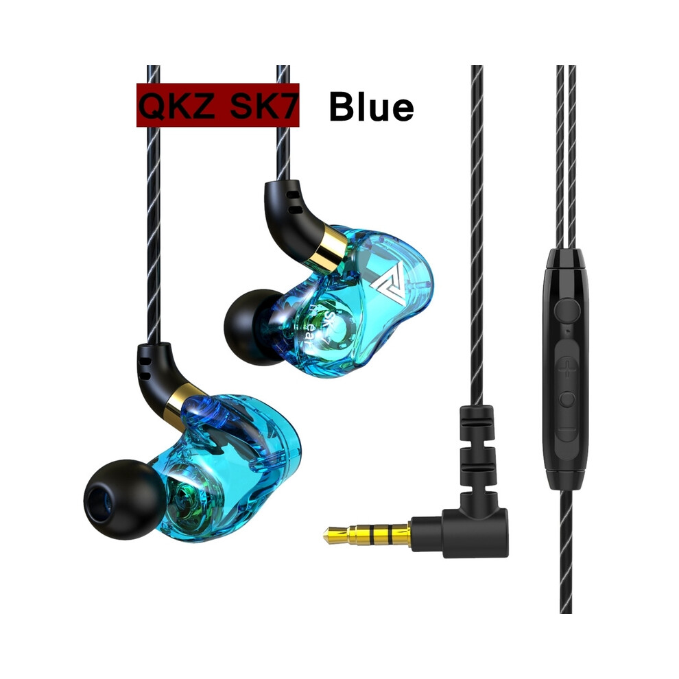(Sk7 )Qkz Ak6 Sk7 Copper Driver Hifi Wired Headphone Mic Sport Running Headphone Bass Blue 9319708995749