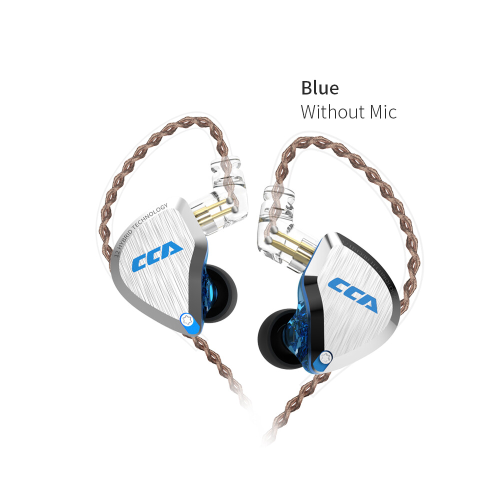 ( Without Microphone)Cca C12 5Ba+1Dd Hybrid Metal Headphones Hifi Bass In-Ear Headphones Blue 9319708997682