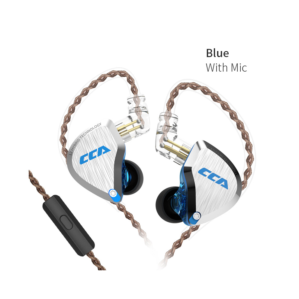 ( With Microphone)Cca C12 5Ba+1Dd Hybrid Metal Headphone Hifi Bass In-Ear Headphone Monitor Blue 9319708997705
