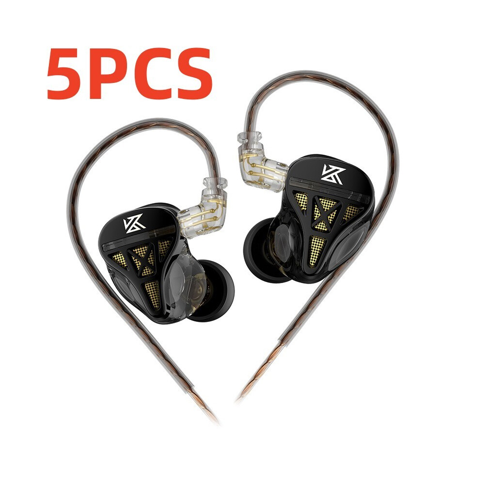 (5Pcs No Microphone)Kz Dqs Metal Wired Headphones With Microphone Earbuds Headphones Black 9319708002683