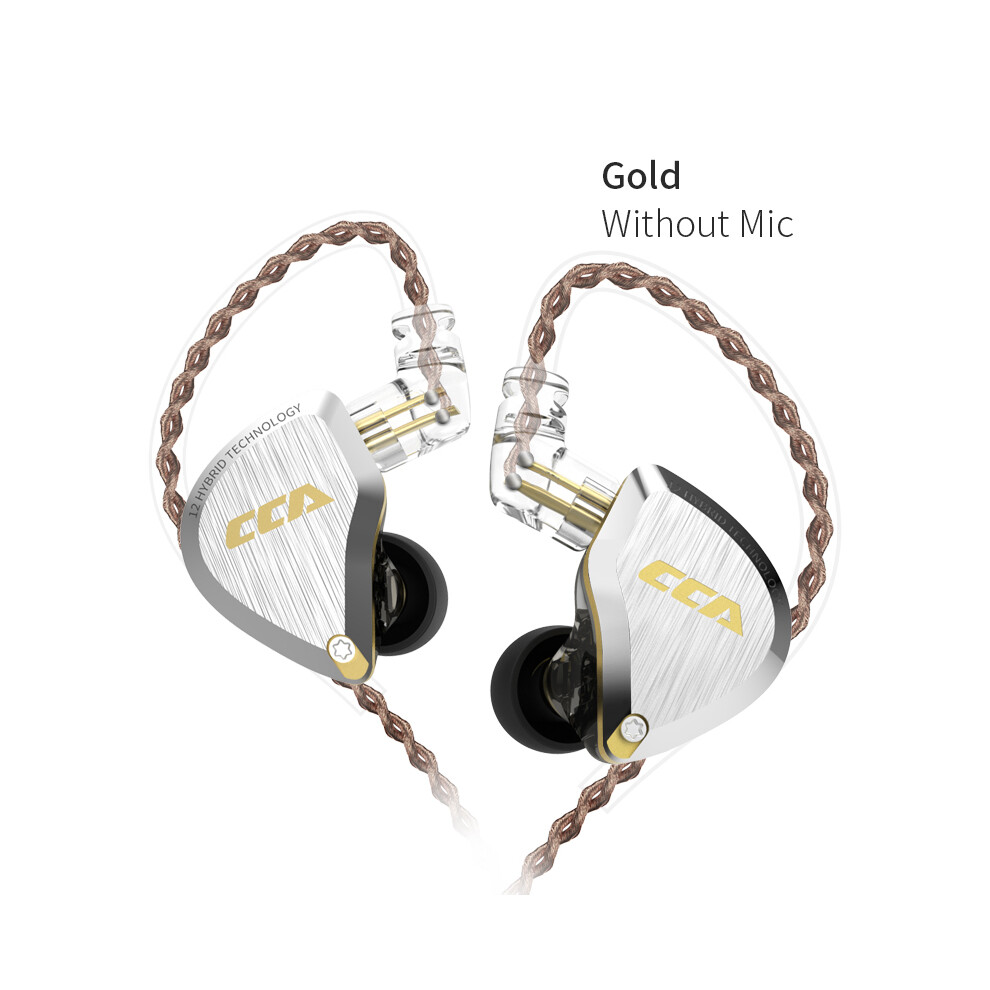 ( Without Mic)Cca C12 5Ba+1Dd Hybrid Metal Headphone Hifi Bass In-Ear Headphones Gold 9319708997699