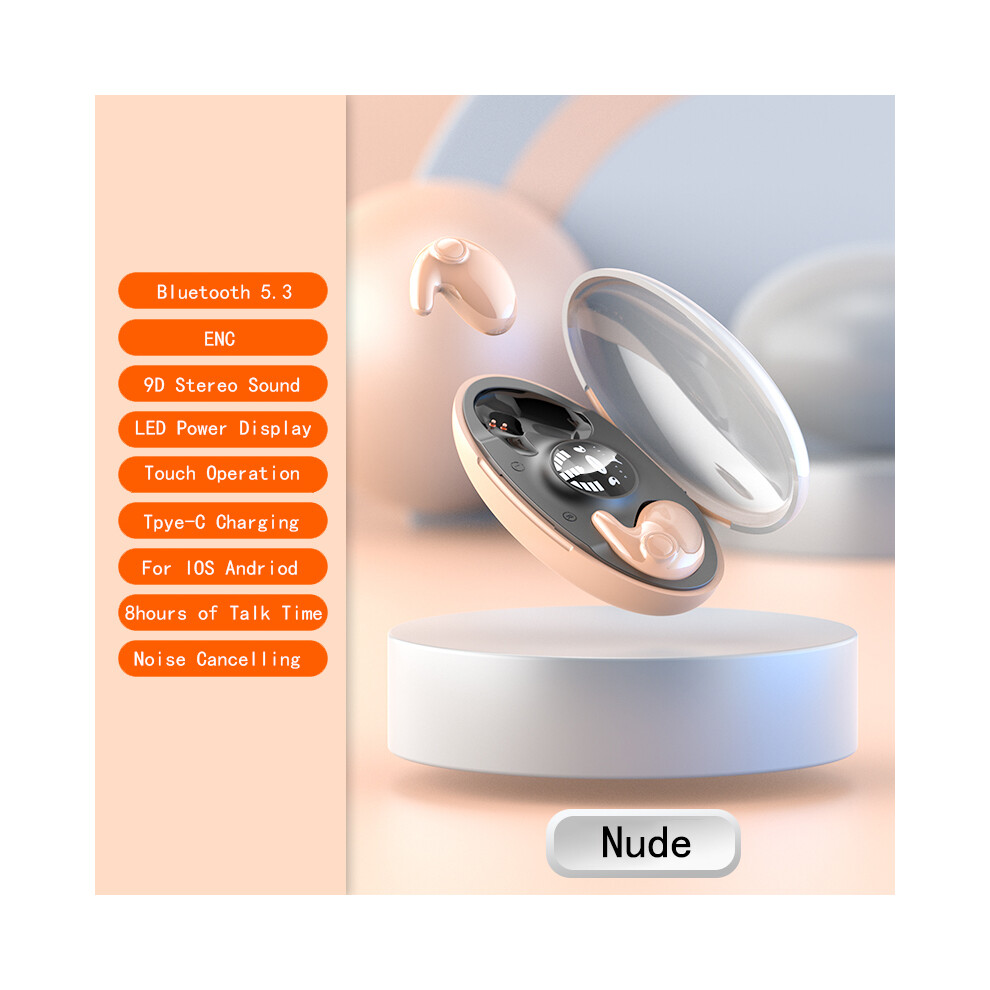 (Beige)Smallest Sleep Invisible Earbuds Mini Hidden Work Headphones Bass Noise Canceling Beige 9319708005745