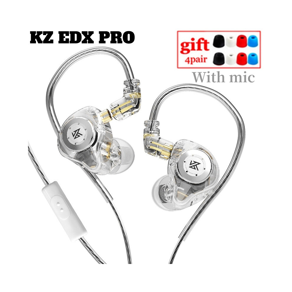 (Transparent With Microphone) 100% Kz Edx Pro Earphones Dynamic In-Ear Headphones Hifi Wired Headphones 9319708007732