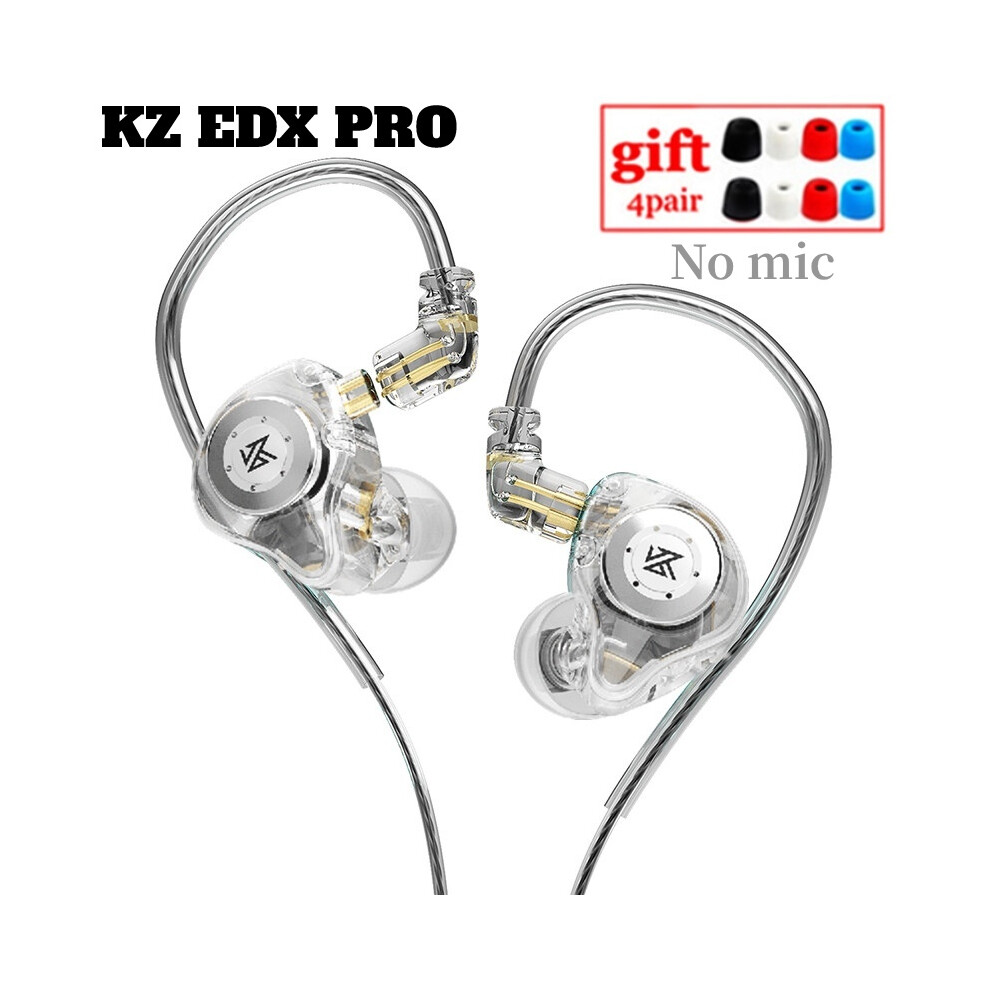 (Transparent, No Mic) 100% Kz Edx Pro Earphones Dynamic Earbuds Hifi Wired 9319708007756