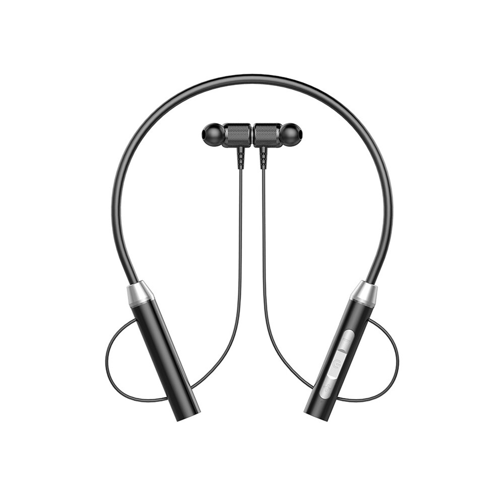 (Black) Wireless Headphones Neck Cable Magnetic Earbuds Clear Sound Calling Headphones Black 9319708012743