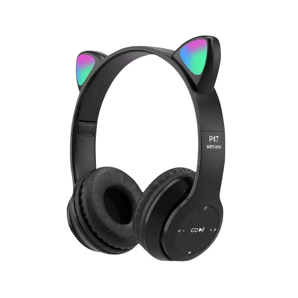 (Black) Wireless Bluetooth Headphone Flash Light Bluetooth Headphone Kids Girl Voice Control Wireless-image-OPC-PH7W5DM-NEW
