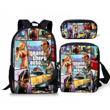 (3 pezzi-a10) Zaino scolastico personalizzato con stampa GTA 5, modello per adolescenti