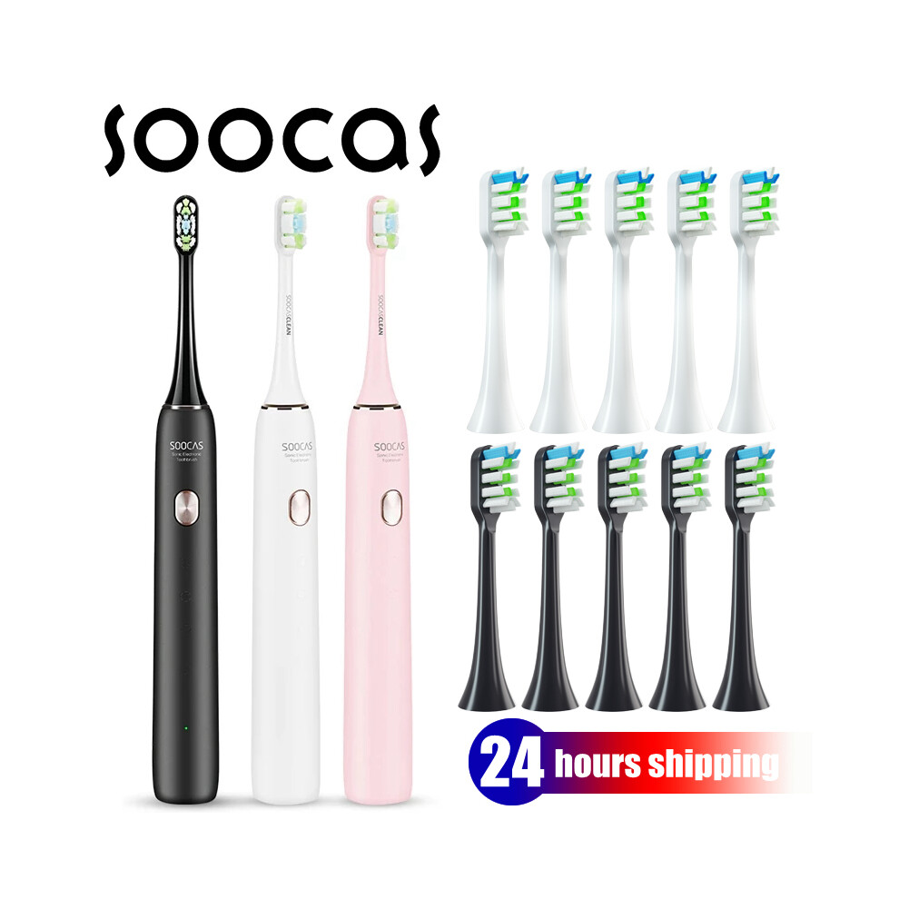 Pink ( 6 Heads) Soocas Sonic Electric Toothbrush X3u Smart Ultrasonic Toothbrush Cleaner