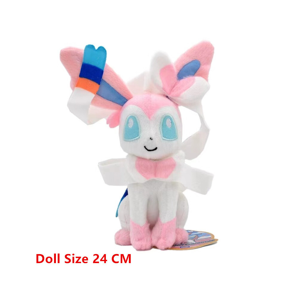 (Sit Sylveon)New Plush Toy Cartoon Anime Figure Eevee Jolteon Sylveon Evolution Vaporeon Plush Stuffed