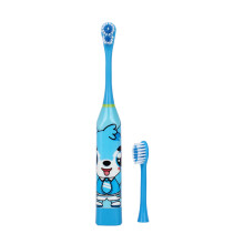 Brosse à dents électrique sonique pour enfants (bleue), type batterie, design de dessin animé mignon,