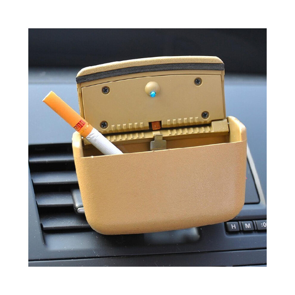 (Beige)(Beige) Ashtrays Universal Car Ashtray With Led Lights Smokeless Portable For Car Cigarettes Beige 9319708039085
