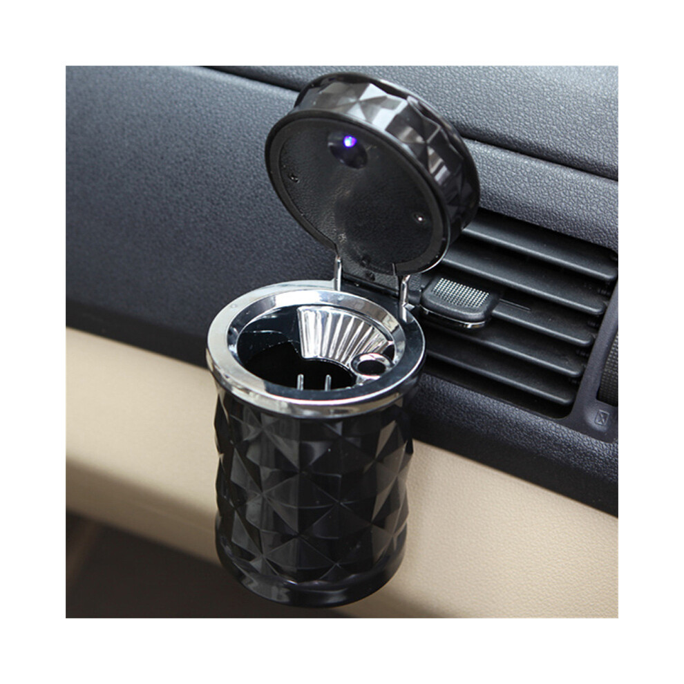 (Black)(Black) Ashtrays Universal Car Portable Led Ashtray Cigarette Holder Car Styling Mini Black 9319708039474