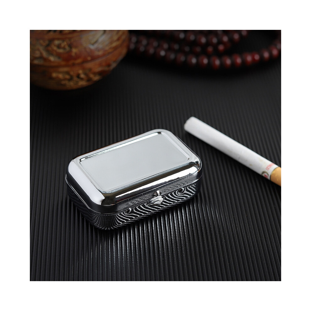 (Silver) (Silver) Ashtrays Car Accessories Ashtray With Lockable Lid Portable Metal Table Ashtray Silver 9319708040159