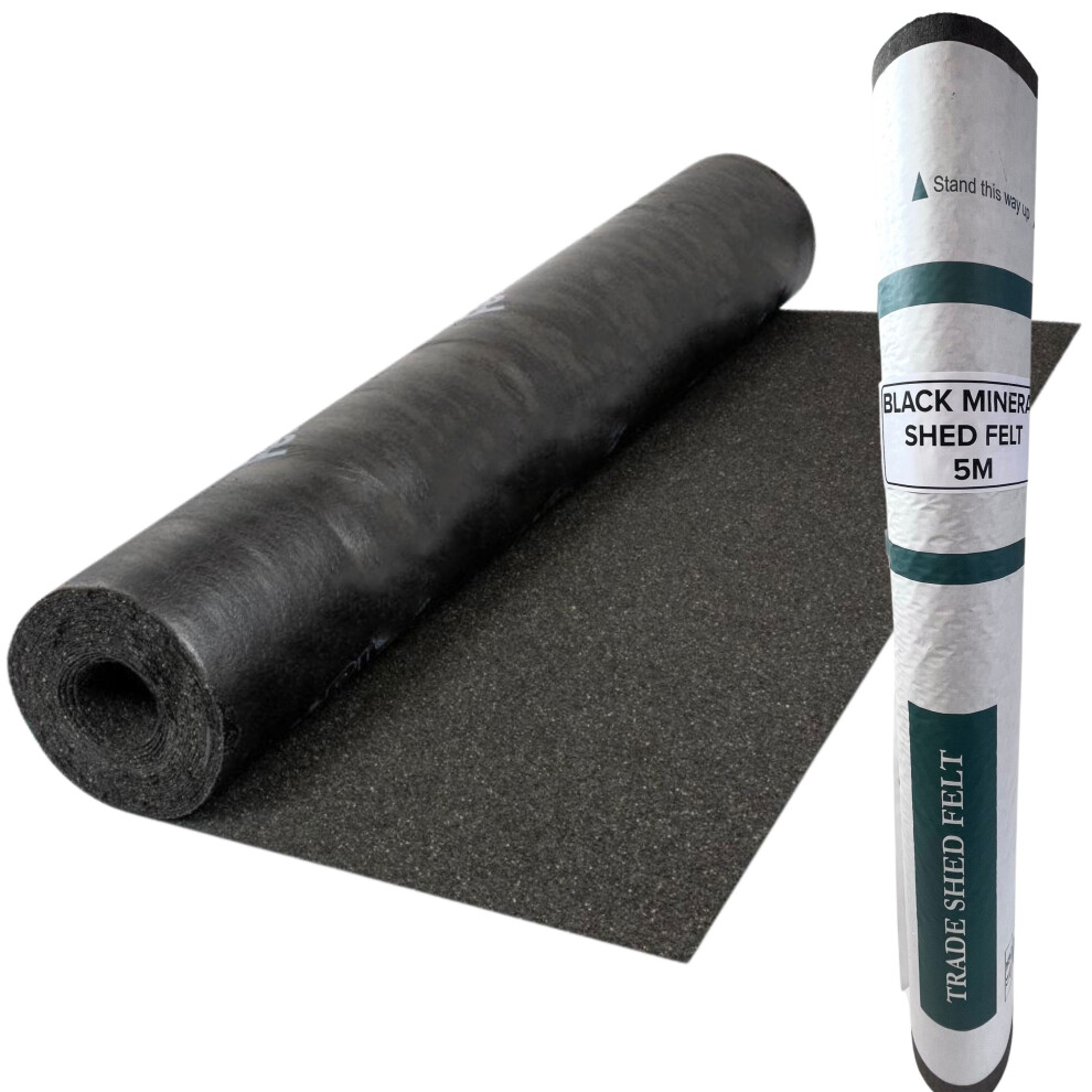(Black, 5m x 1m) Heavy-Duty Mineral Shed Roofing Felt