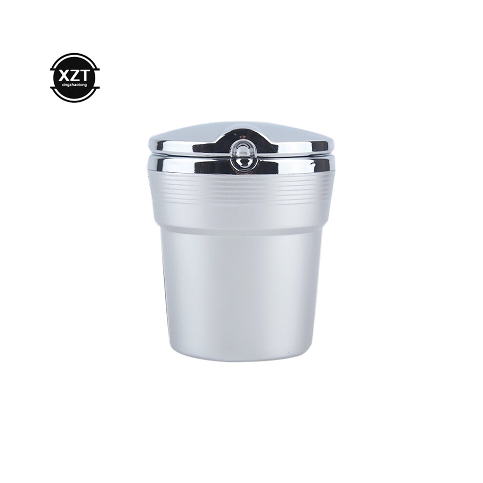 (Silver)( Colored) Ashtrays Universal Ashtray With Led Lamp Creative Personality Car Multi-Function Silver 9319708041712