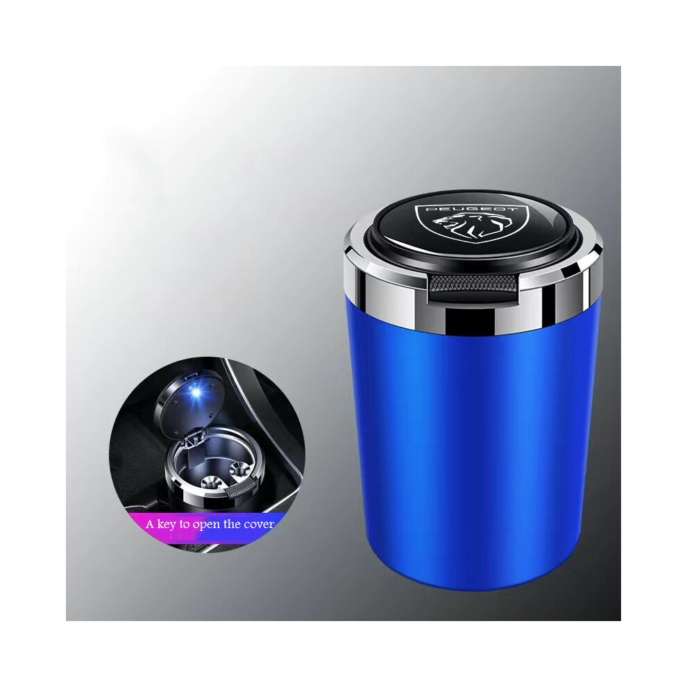 (Blue)(Blue) Ashtrays Multifunctional Car Ashtray With Led Light Metal Liner Cigar Ashtray Blue 9319708041897