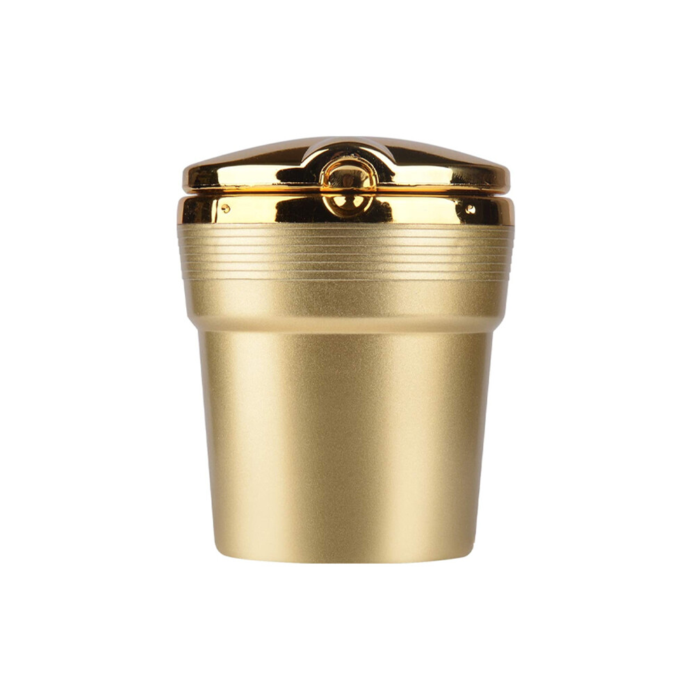 () () Ashtrays Car Ashtray Car Trash Can With Led And Lid Creative Personality Gold/Light 9319708042115