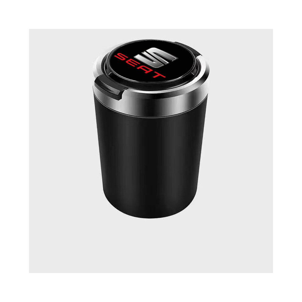 (Black)(Black)Ashtrays Portable Car Ashtray Trash Can With Led Lights Seat Alhambra Leon Arona Black 9319708043204