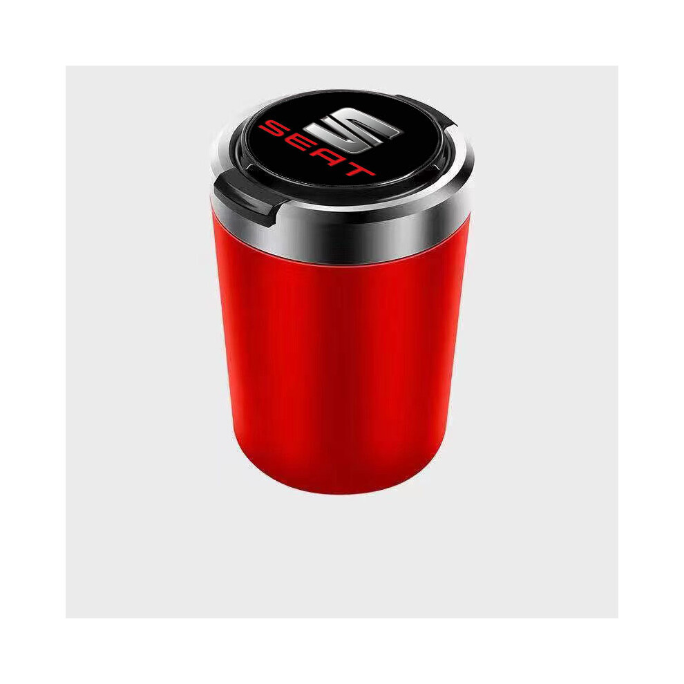 (Red)(Red) Ashtrays Portable Car Ashtray Trash Can With Led Lights For Seat Alhambra Leon Red 9319708043228