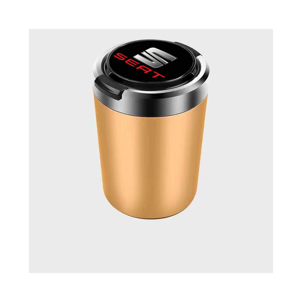 (Gold) (Gold) Ashtrays Portable Car Ashtray Trash Can With Led Lights Seat Alhambra Leon Arona Gold 9319708043235