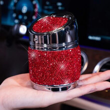 (Red)(Red) Ashtrays Handmade Diamond Car Ashtrays Portable Smokeless Can for Vehicle