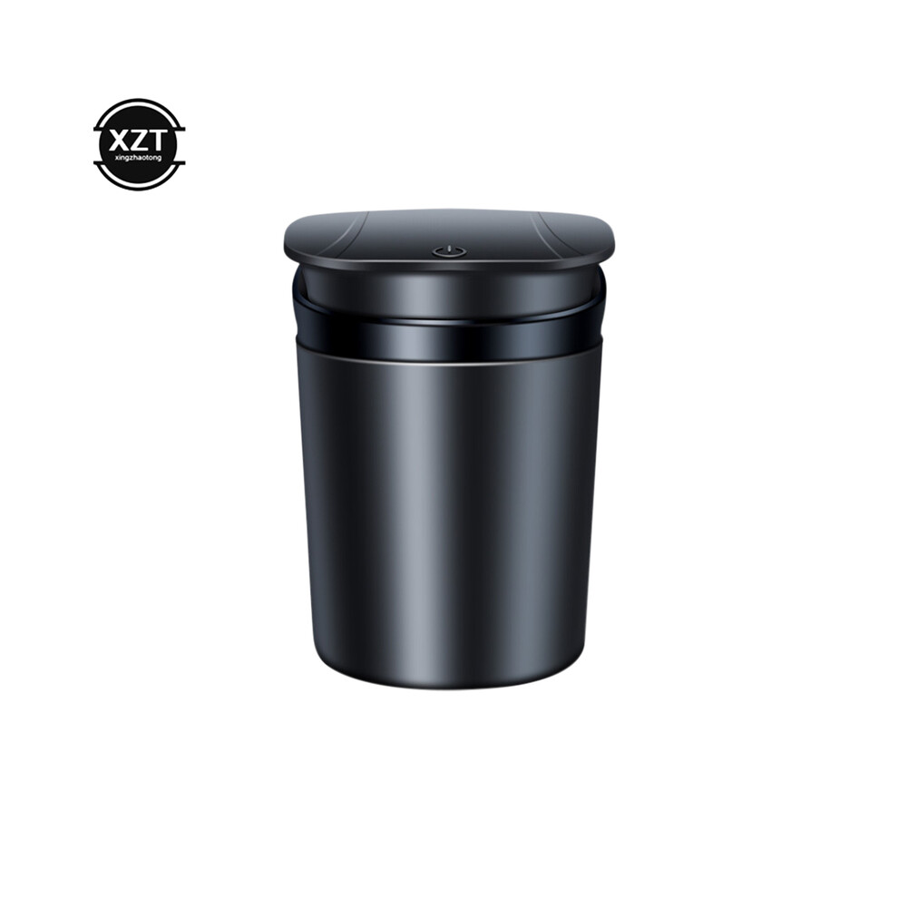 (Black)(Black) Ashtrays Car Ashtray Portable Automatic Multi-Function One Button Lid Black 9319708044232