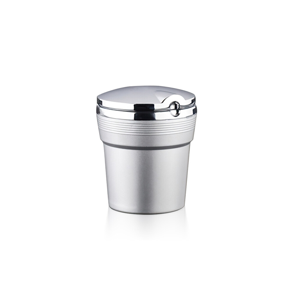 (Silver) (Silver) Ashtrays Universal Car Ashtray With Led Lights Lid Creative Personality Covered Silver 9319708044270