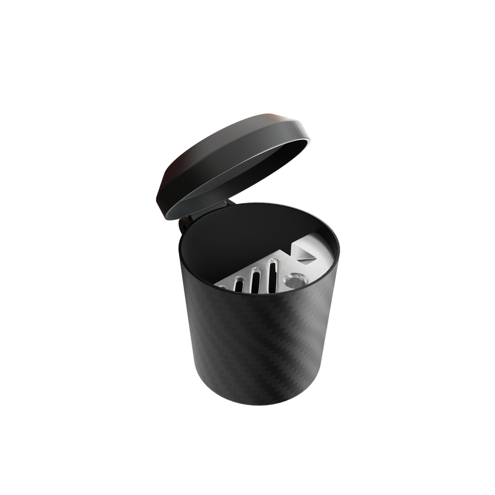 (Black)(Black) Ashtrays Car Ashtray With Lid, Portable Mini Trash Can Black 9319708045109