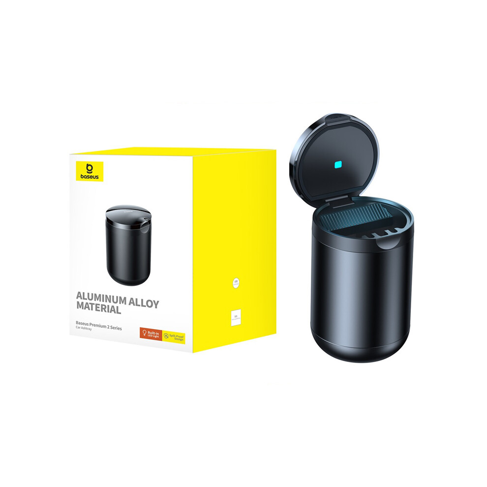 ()() Ashtrays Baseus Car Ashtray Rechargeable Led Alloy Ashtray Aluminum Cup Portable Black/Light 9319708045116